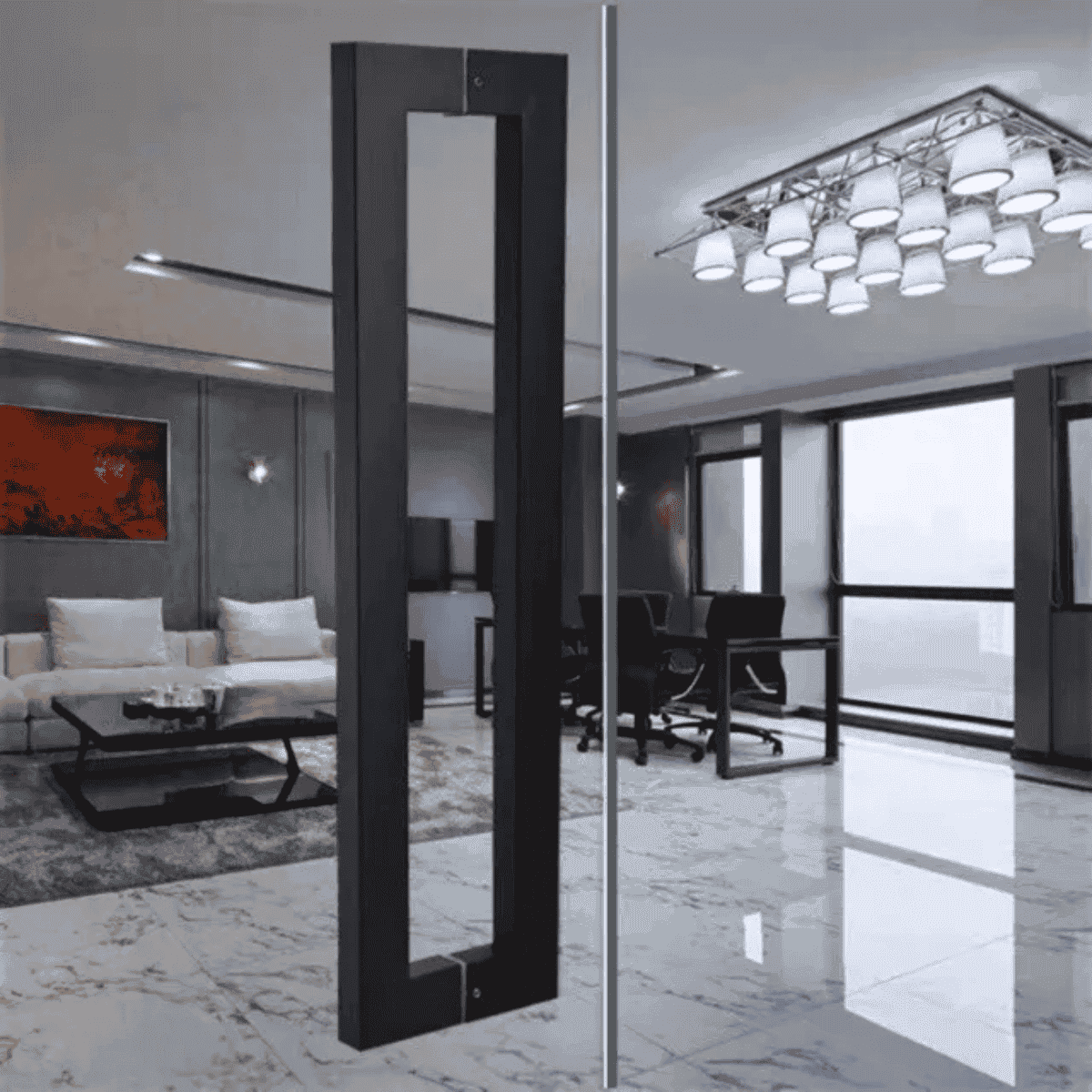 Manijón Doble Acero Inox Cuadrado Para Vidrio O Madera 50cm
