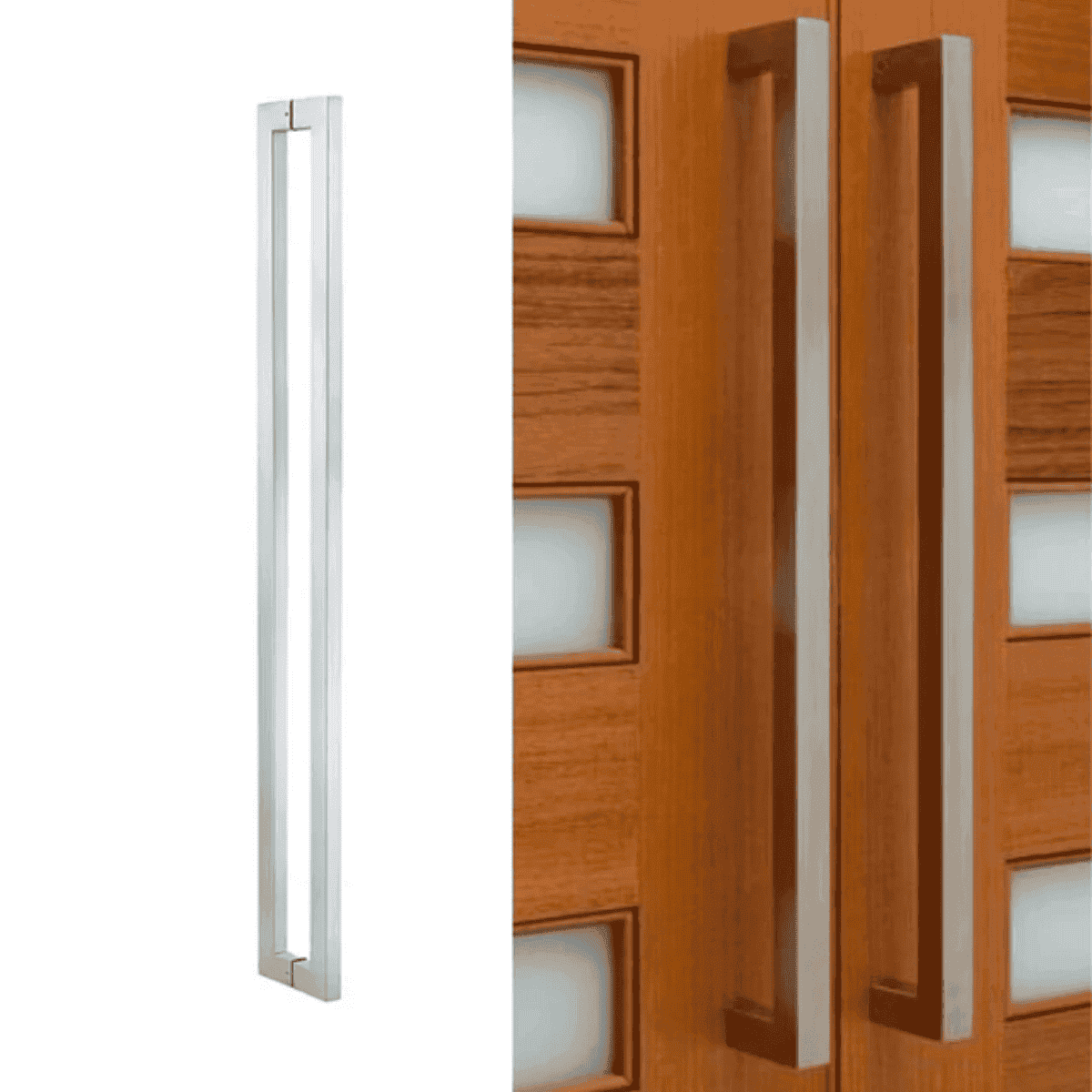 Manijón Doble Acero Inox Cuadrado Para Vidrio O Madera 50cm