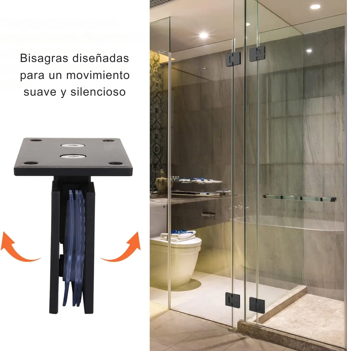 Set de bisagras blindex 90º para mampara vidrio de 6 a 12mm