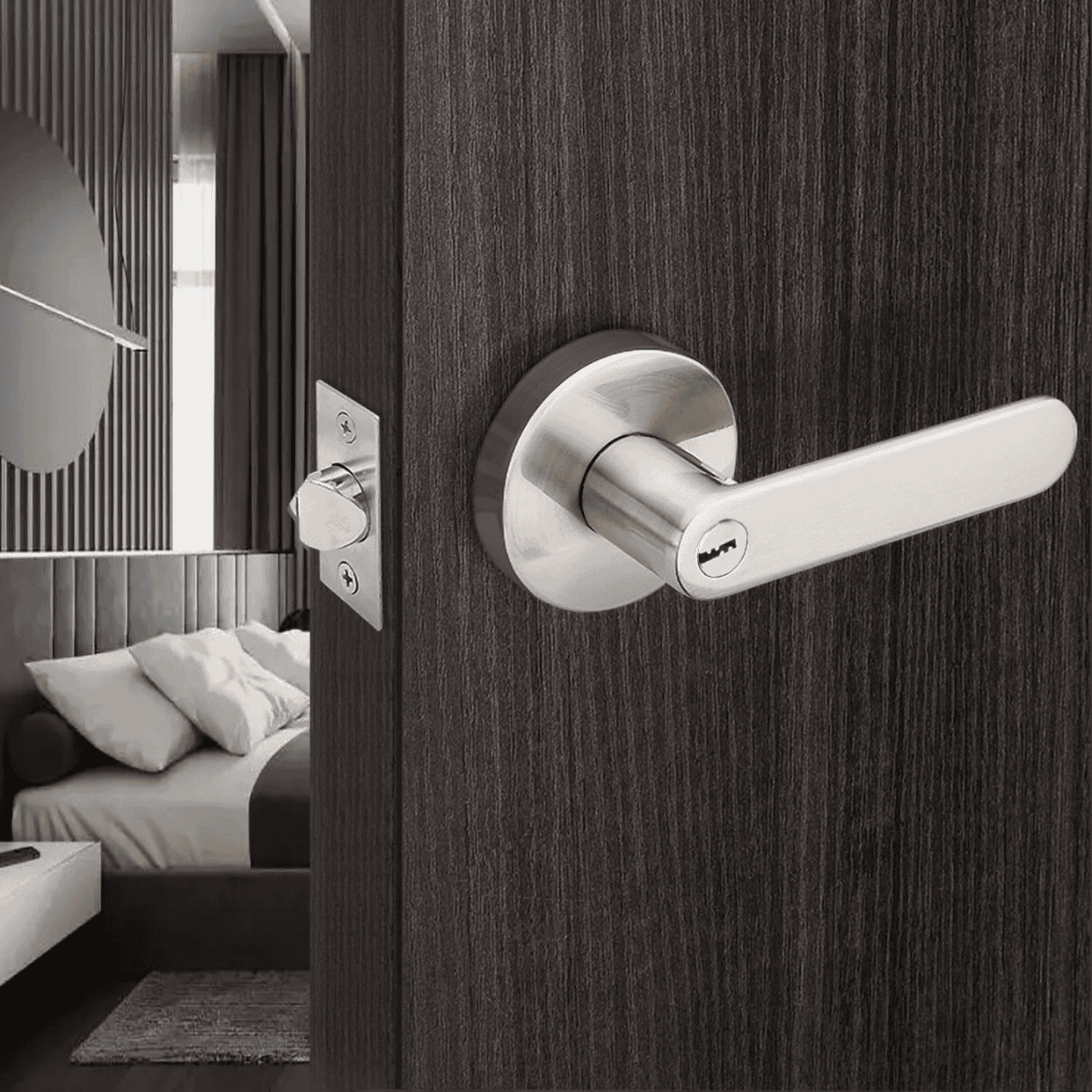 Manija línea bella para puerta con llave y tranca interior