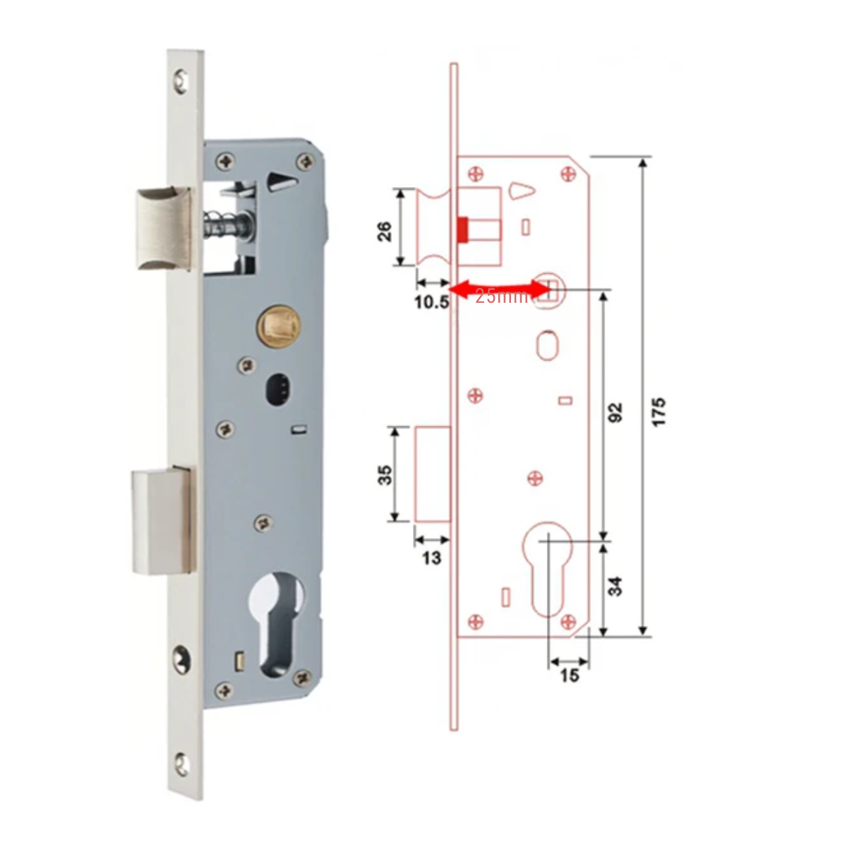 Set De Cerradura Angosta Y Cilíndro Para Puertas De Aluminio, hierro o madera
