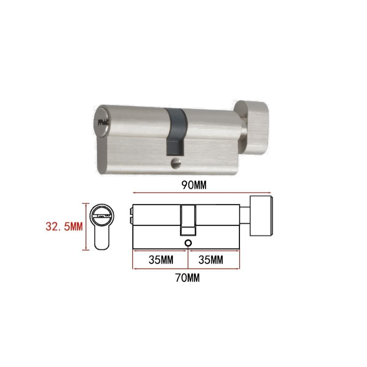 Cilíndro Universal 70mm, Reforzado Con Perilla Interior