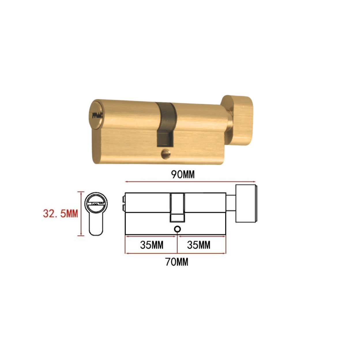 Cilíndro Universal 70mm, Reforzado Con Perilla Interior