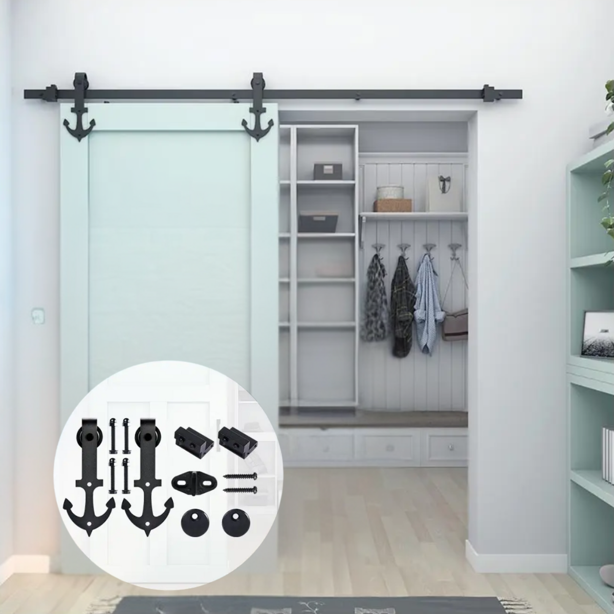 Kit Riel Granero 3 Mt Para Puerta Corrediza Con Ruedas Ancla