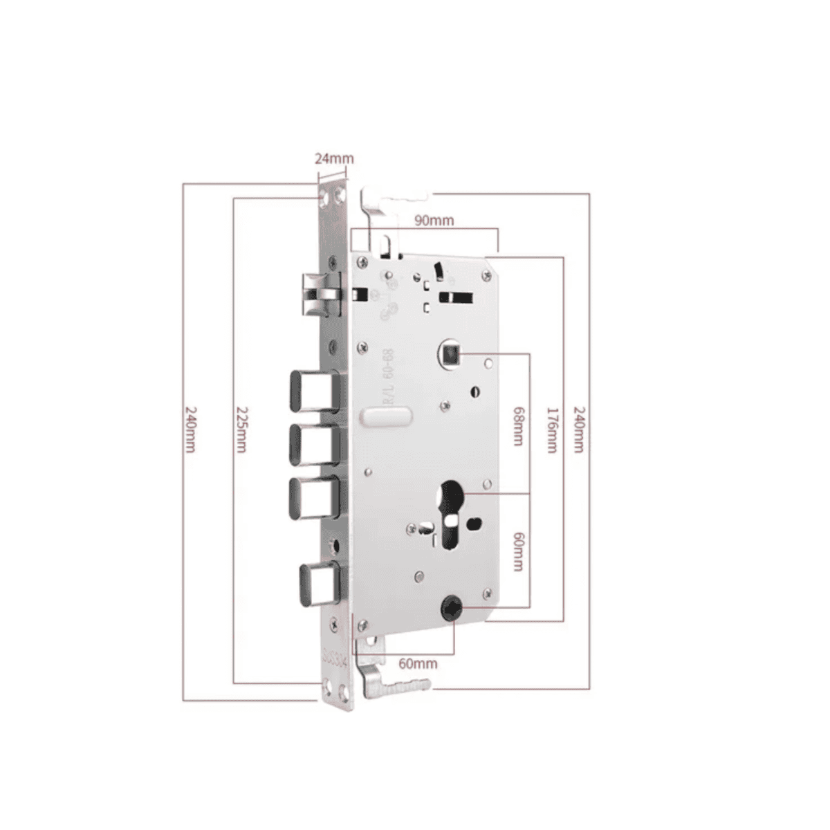 Cerradura Multianclaje Para Puertas De Chapa semiblindada cilindro 70mm