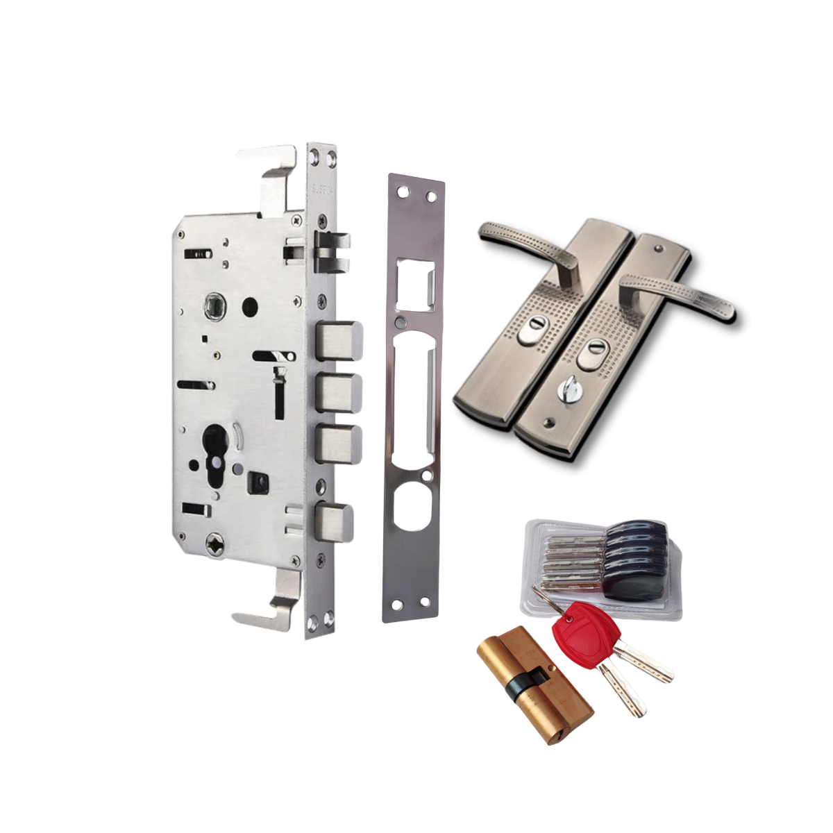 Cerradura Multianclaje Para Puertas De Chapa semiblindada cilindro 70mm