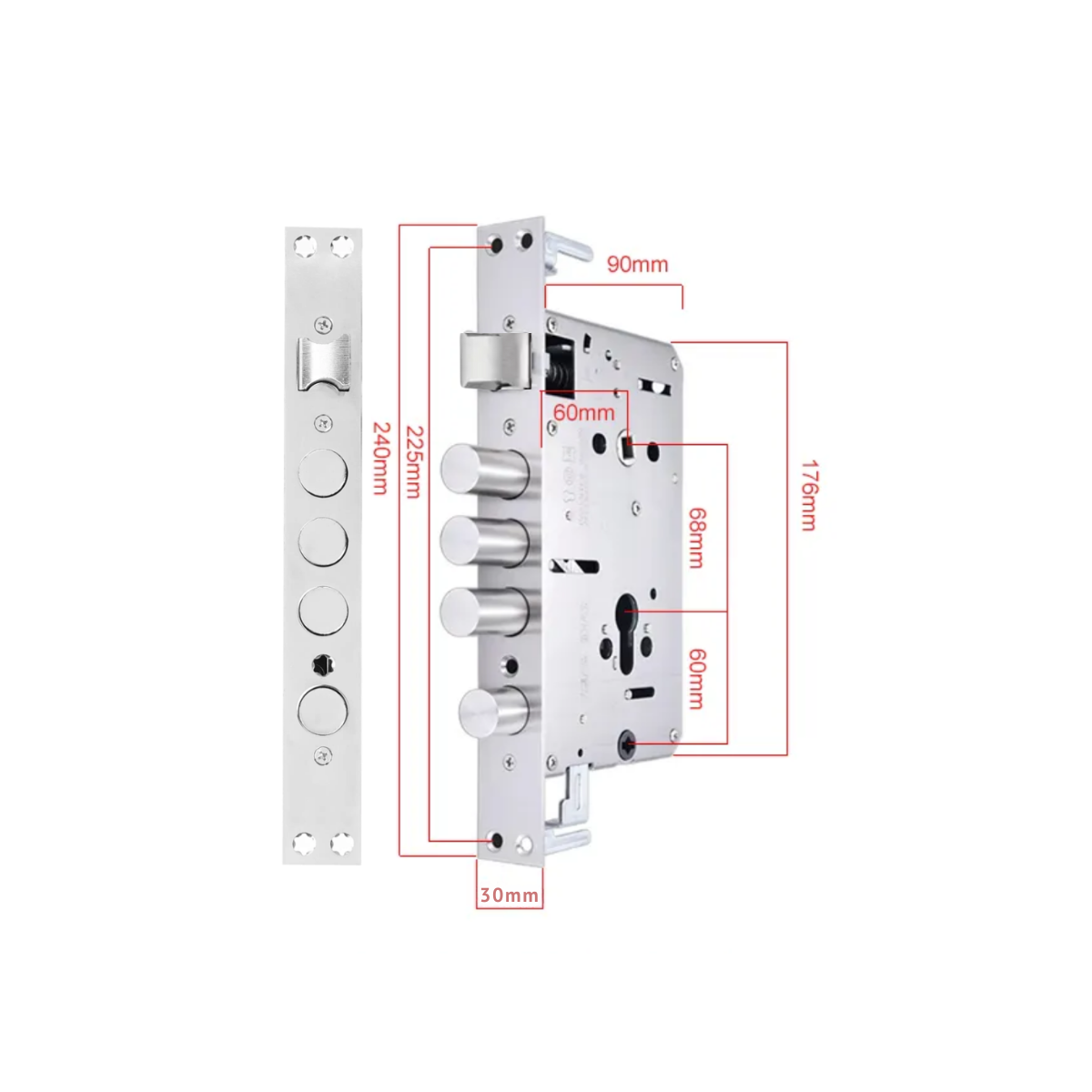 Set De Cerradura Multianclaje 30mm Para Puerta Semiblindada