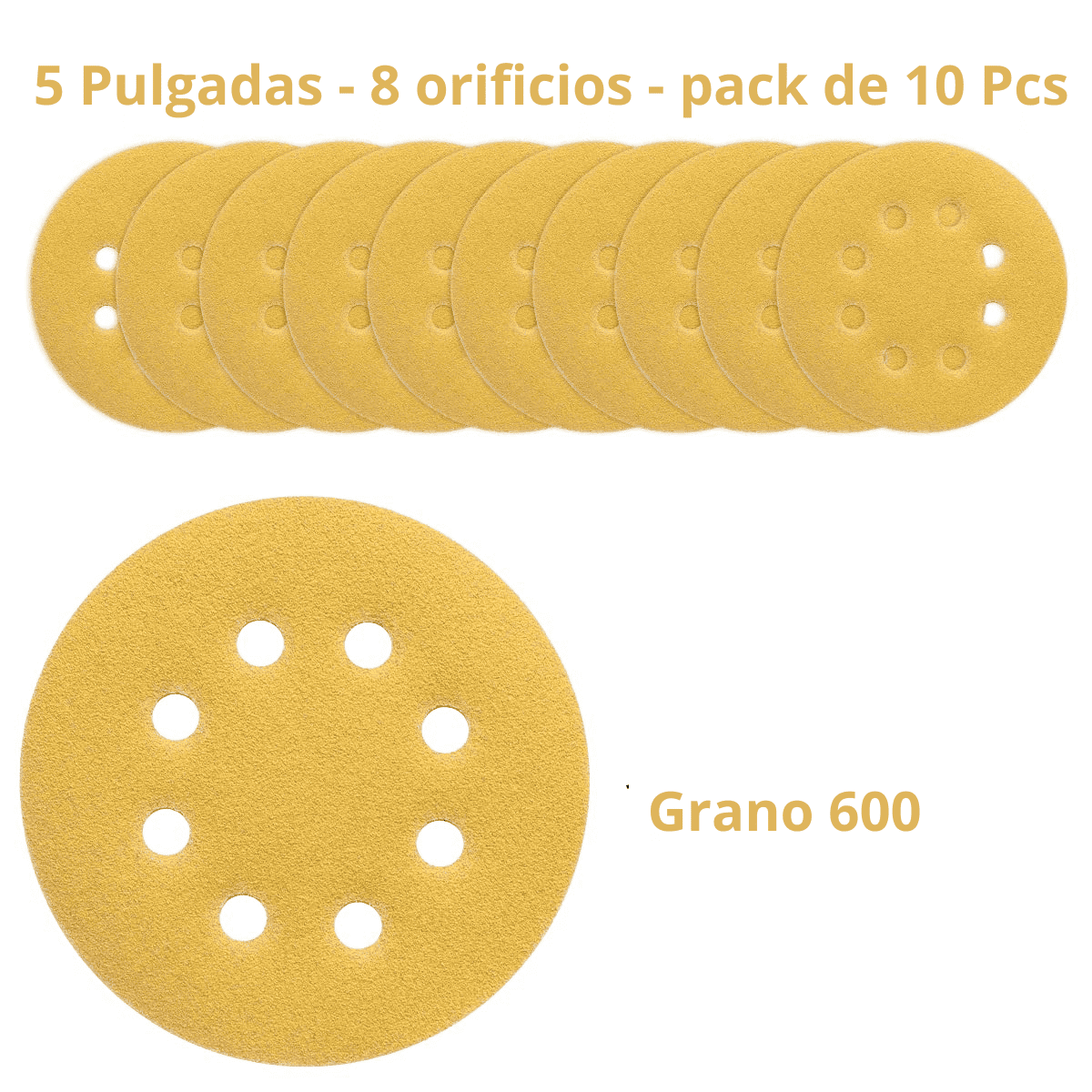 Lija Con Velcro 127mm Para Sistema Roto Orbital Pack de 10 unidaes
