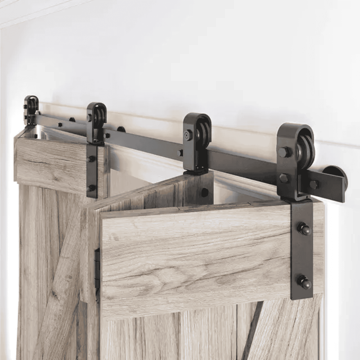 Kit Completo de riel para 2 Puertas plegables estilo Granero