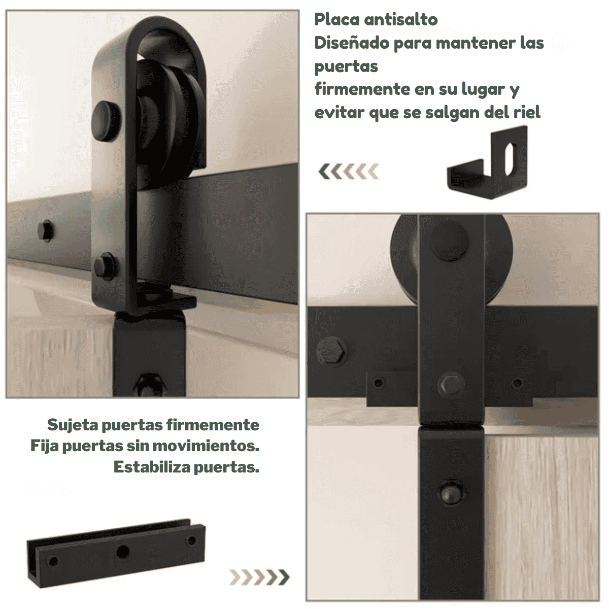 Kit Completo de riel para 2 Puertas plegables estilo Granero