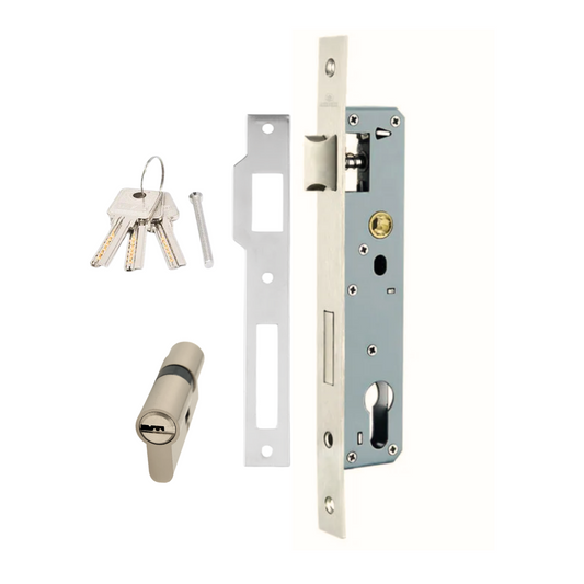 Cerradura Europerfil angosta con Cilíndro 70mm