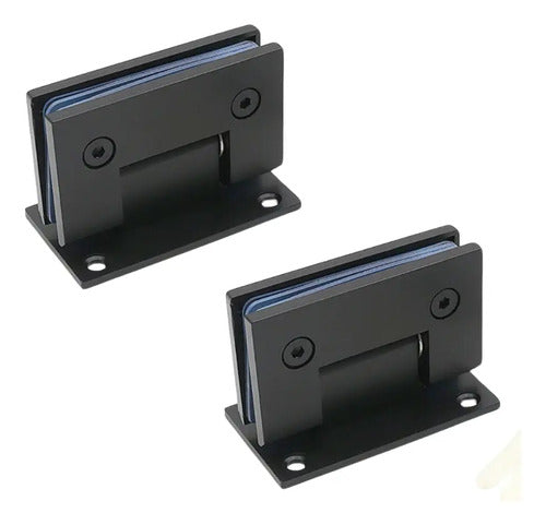 Set Bisagras Blindex 90 Grados Mampara Vidrio 6 A 12mm Negro