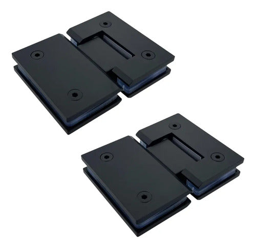 Set Bisagras Blindex 180 Grados Mampara Vidrio 6 A 12mm Negro