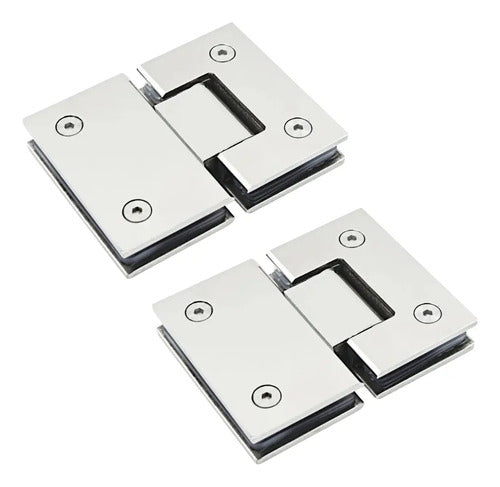 Set Bisagras Blindex 180 Grados Mampara Vidrio 6 A 12mm Cromado