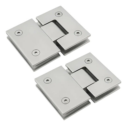 Set Bisagras Blindex 180 Grados Mampara Vidrio 6 A 12mm Satinado