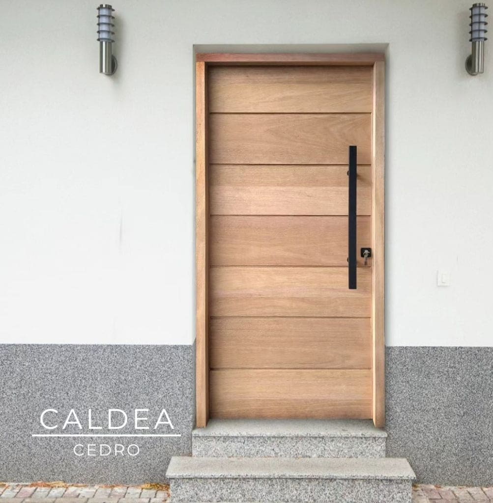 Puerta Exterior Cedro Caldea - Herrajes Negros