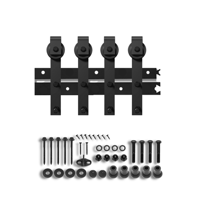 Kit Riel Granero 3 Mt Para 2 Puertas Corredizas + 4 Ruedas