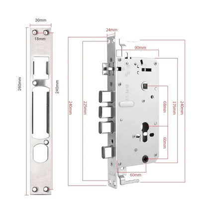 Cerradura Multianclaje 24mm Para Puertas De Chapa semiblindadas cilindro 90mm