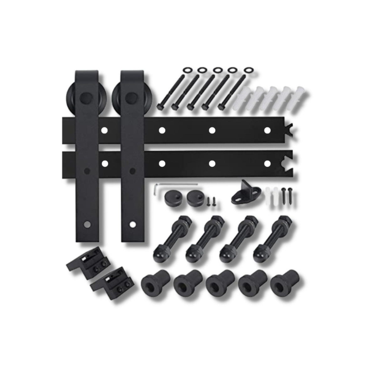 Kit Riel Negro Para Puerta Corrediza Tipo Granero 3 Mt.