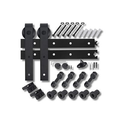 Kit Riel Negro Para Puerta Corrediza Tipo Granero 3 Mt.