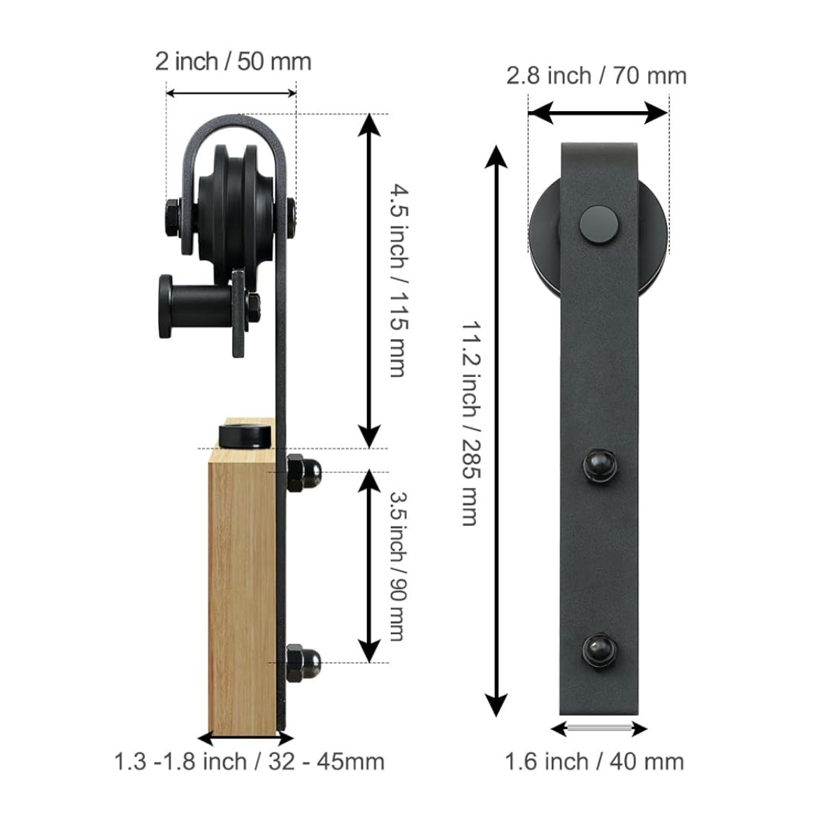 Kit Riel Granero Completo Para Puerta Corrediza 1,5 Metros