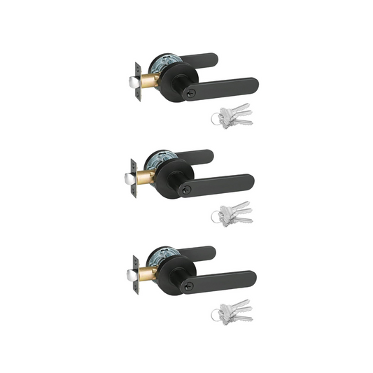 Set De 3 Manijas Línea Bella Interior Exterior Con Llave