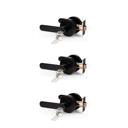 Set De 3 Manijas Línea Bella Interior Exterior Con Llave
