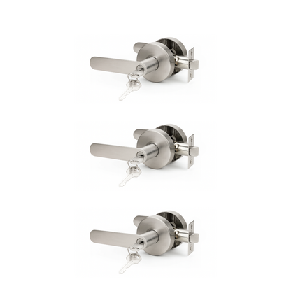 Set De 3 Manijas Línea Bella Interior Exterior Con Llave